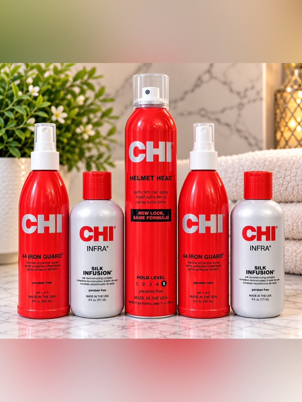 NEW! CHI 5 Pc Hair Bundle Iron Guard Silk Infusion Helmet Head Full Size